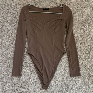 SHEIN Ribbed Brown Top